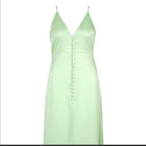 ♡ NWT Boohoo Plus Hammered Satin Button Through Maxi Dress Green Size 16